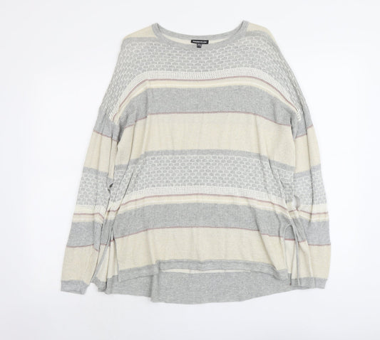 Warehouse Womens Multicoloured Round Neck Geometric Viscose Pullover Jumper Size 12