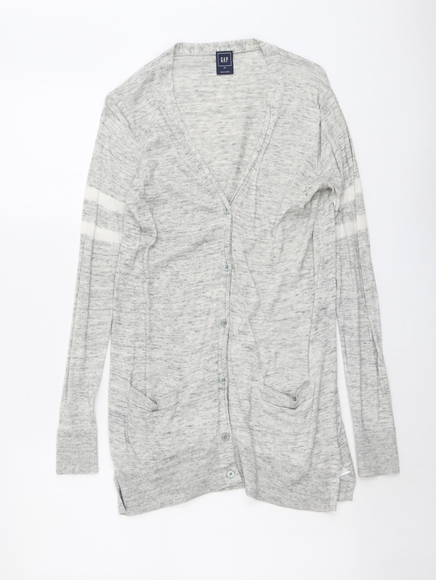 Gap Womens Grey V-Neck Cotton Cardigan Jumper Size XS