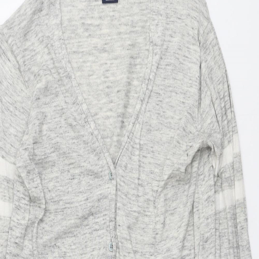 Gap Womens Grey V-Neck Cotton Cardigan Jumper Size XS