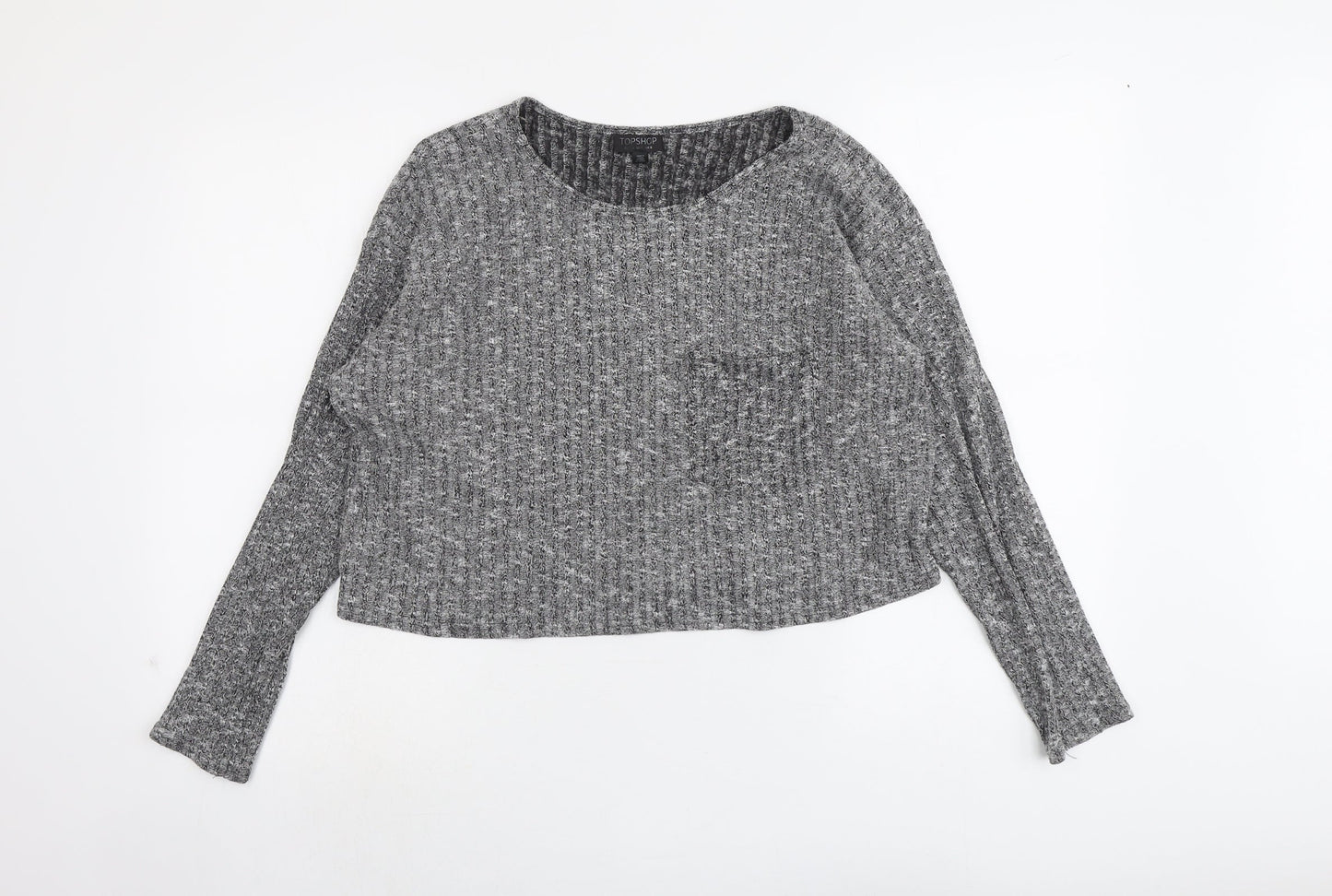 Topshop Womens Grey Round Neck Polyester Pullover Jumper Size 8