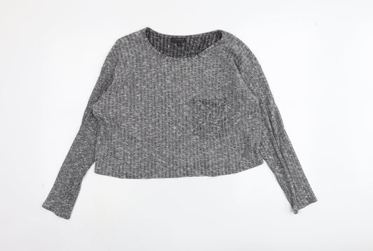 Topshop Womens Grey Round Neck Polyester Pullover Jumper Size 8