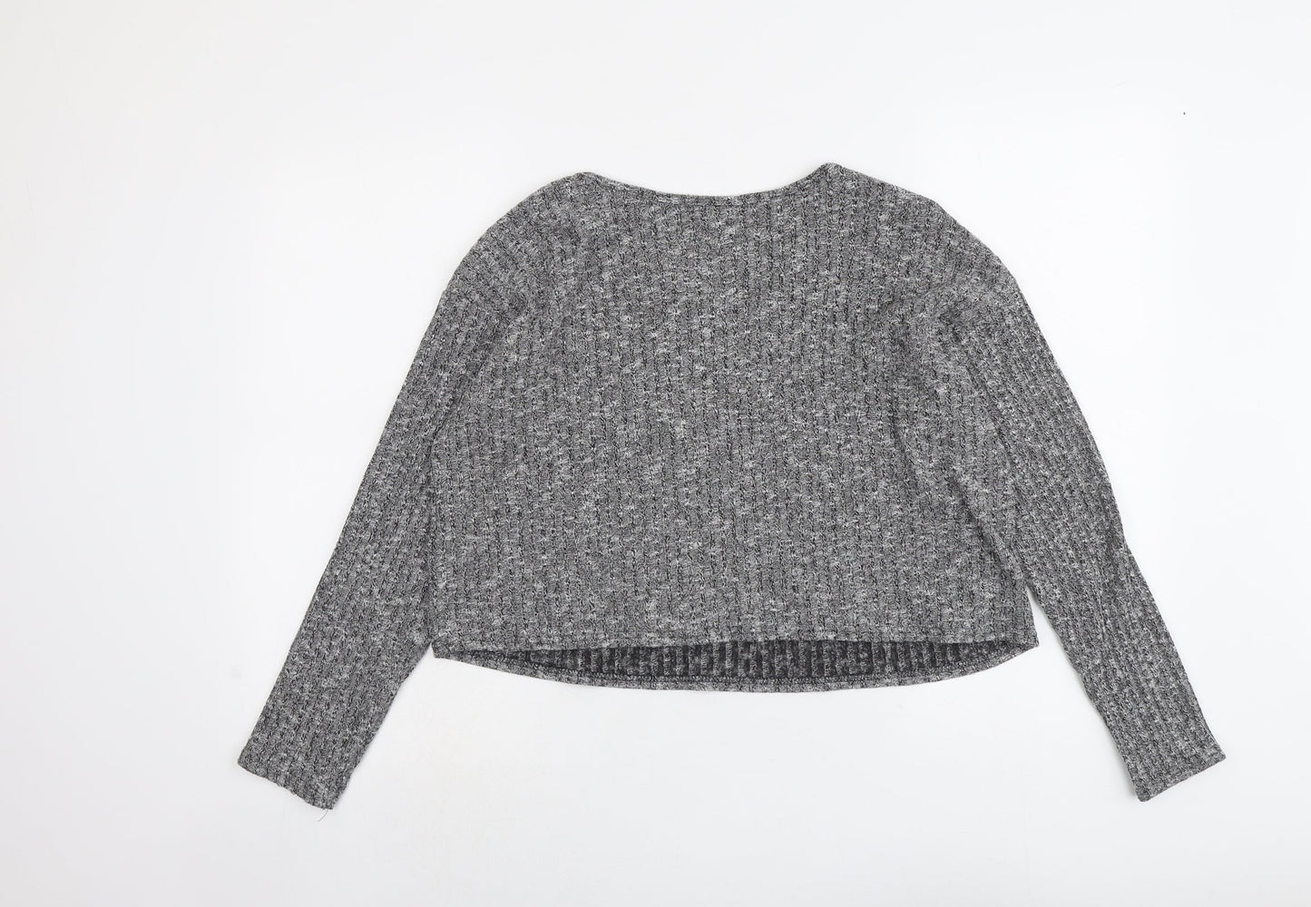 Topshop Womens Grey Round Neck Polyester Pullover Jumper Size 8