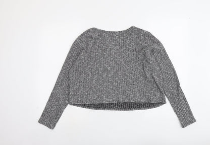 Topshop Womens Grey Round Neck Polyester Pullover Jumper Size 8