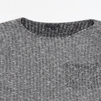 Topshop Womens Grey Round Neck Polyester Pullover Jumper Size 8