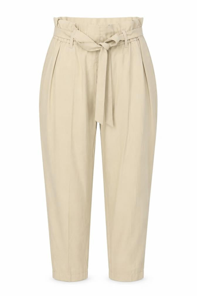 H&M Womens Beige Viscose Carrot Trousers Size S L26 in Regular Button