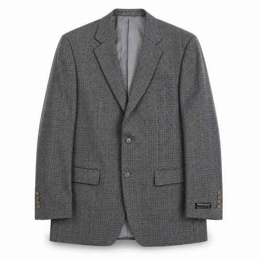 Wellington Mens Grey Houndstooth Polyester Jacket Suit Jacket Size L Regular