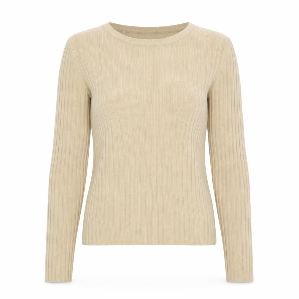 Editions Womens Beige Round Neck Acrylic Pullover Jumper Size 10 - Size 10-12