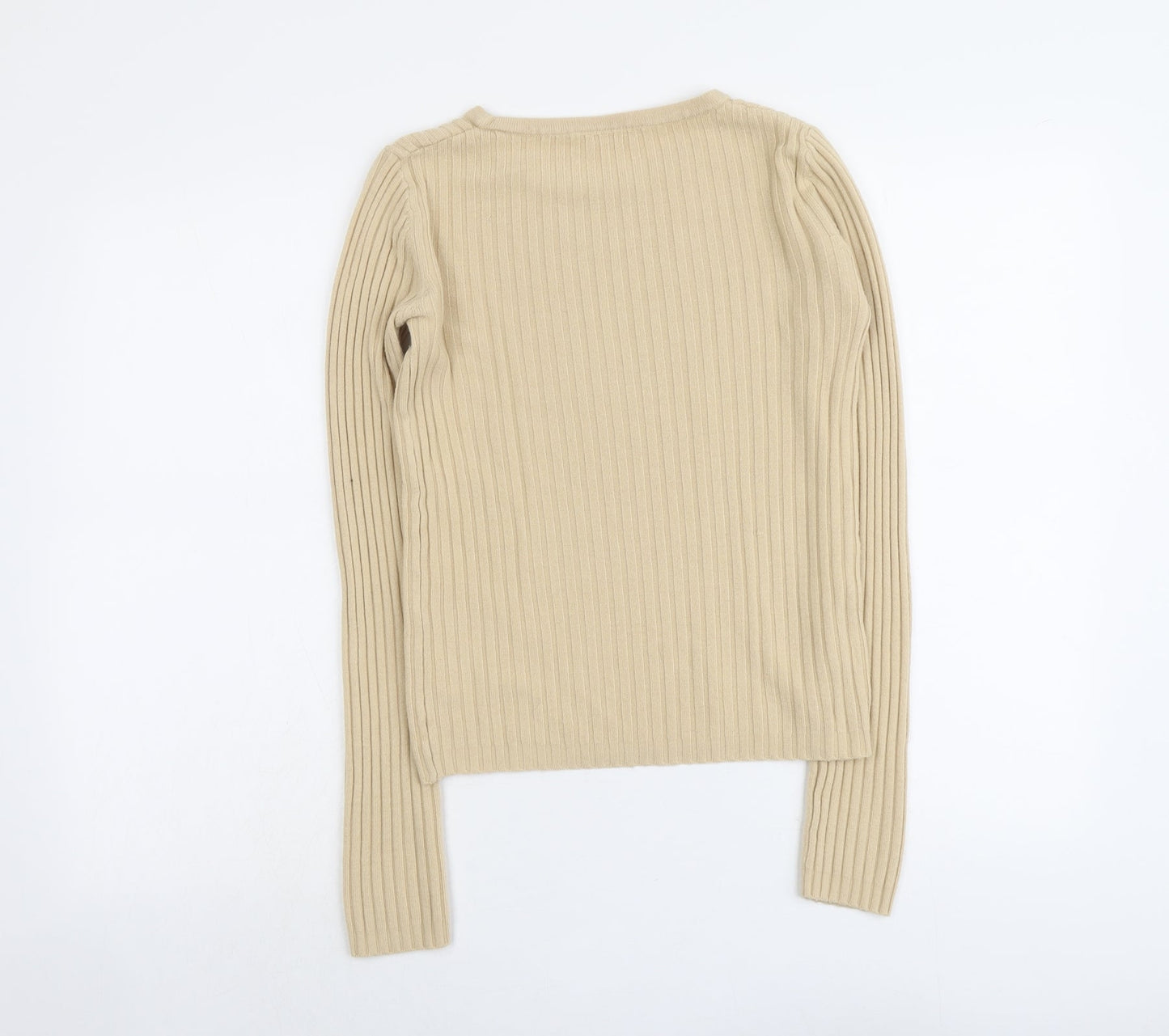 Editions Womens Beige Round Neck Acrylic Pullover Jumper Size 10 - Size 10-12