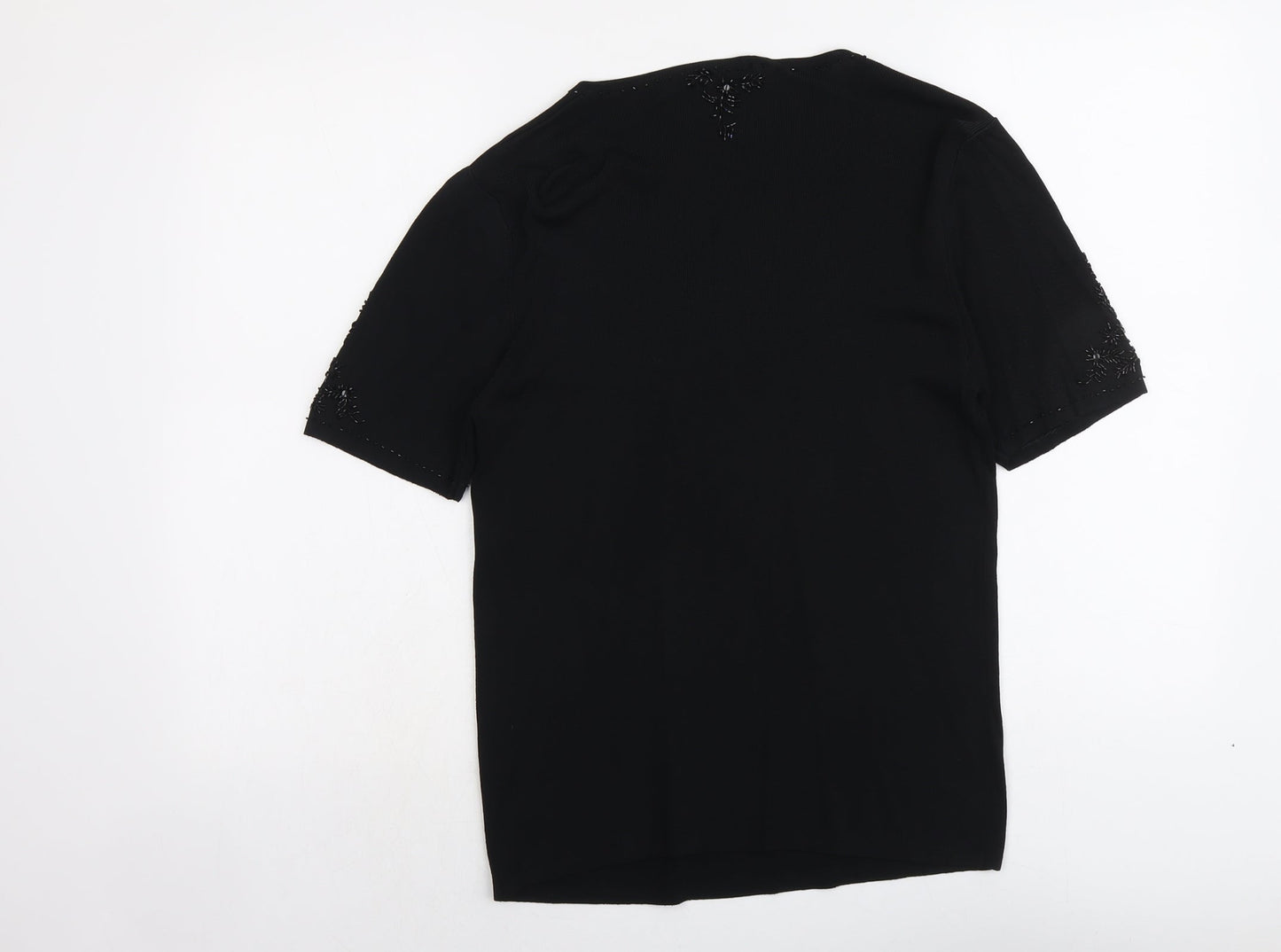 Whisper Womens Black V-Neck Viscose Pullover Jumper Size M
