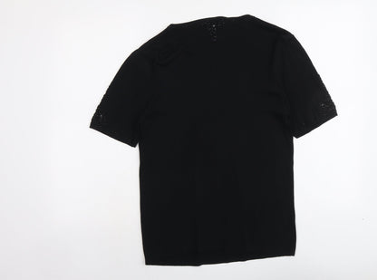 Whisper Womens Black V-Neck Viscose Pullover Jumper Size M