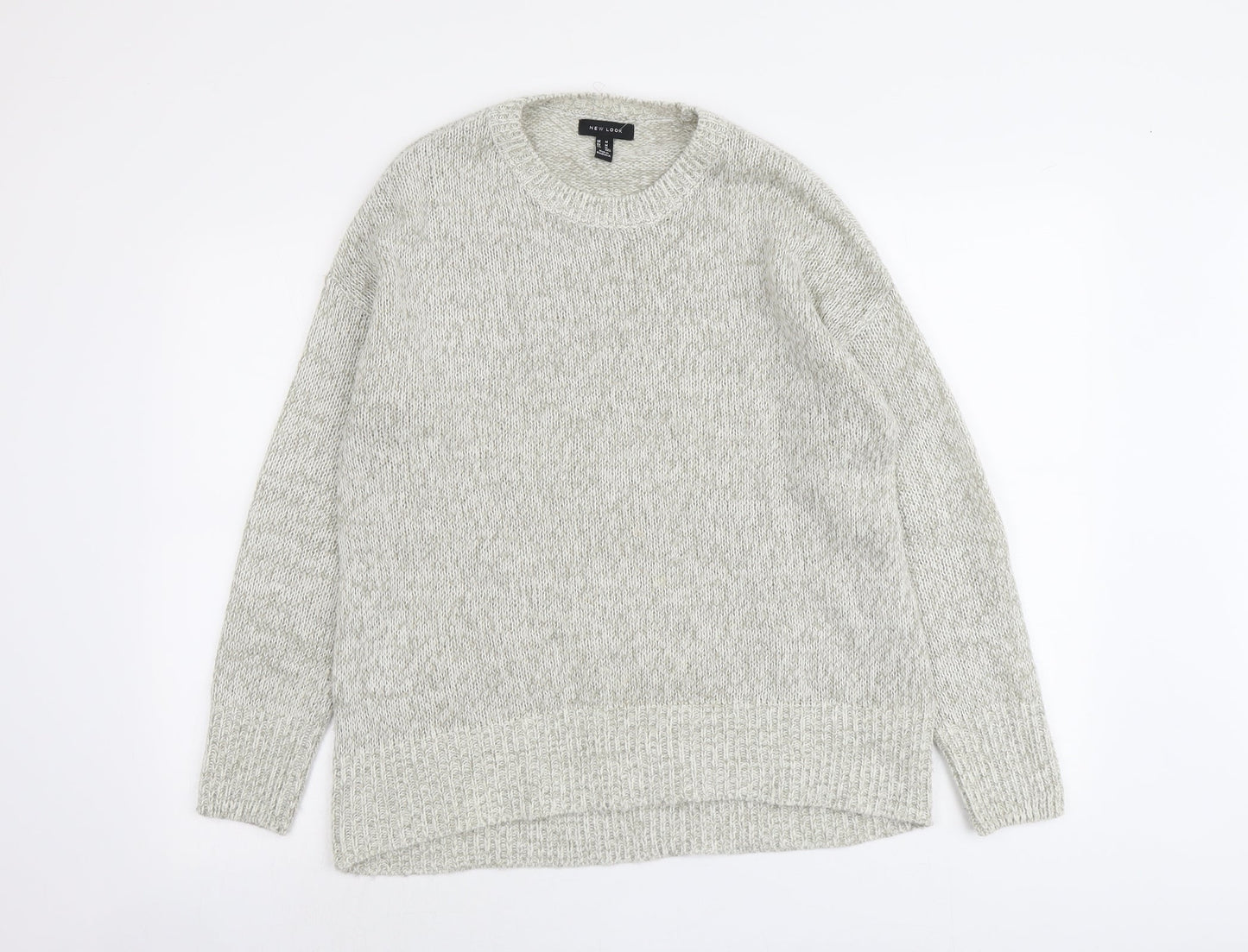 New Look Womens Grey Round Neck Acrylic Pullover Jumper Size M