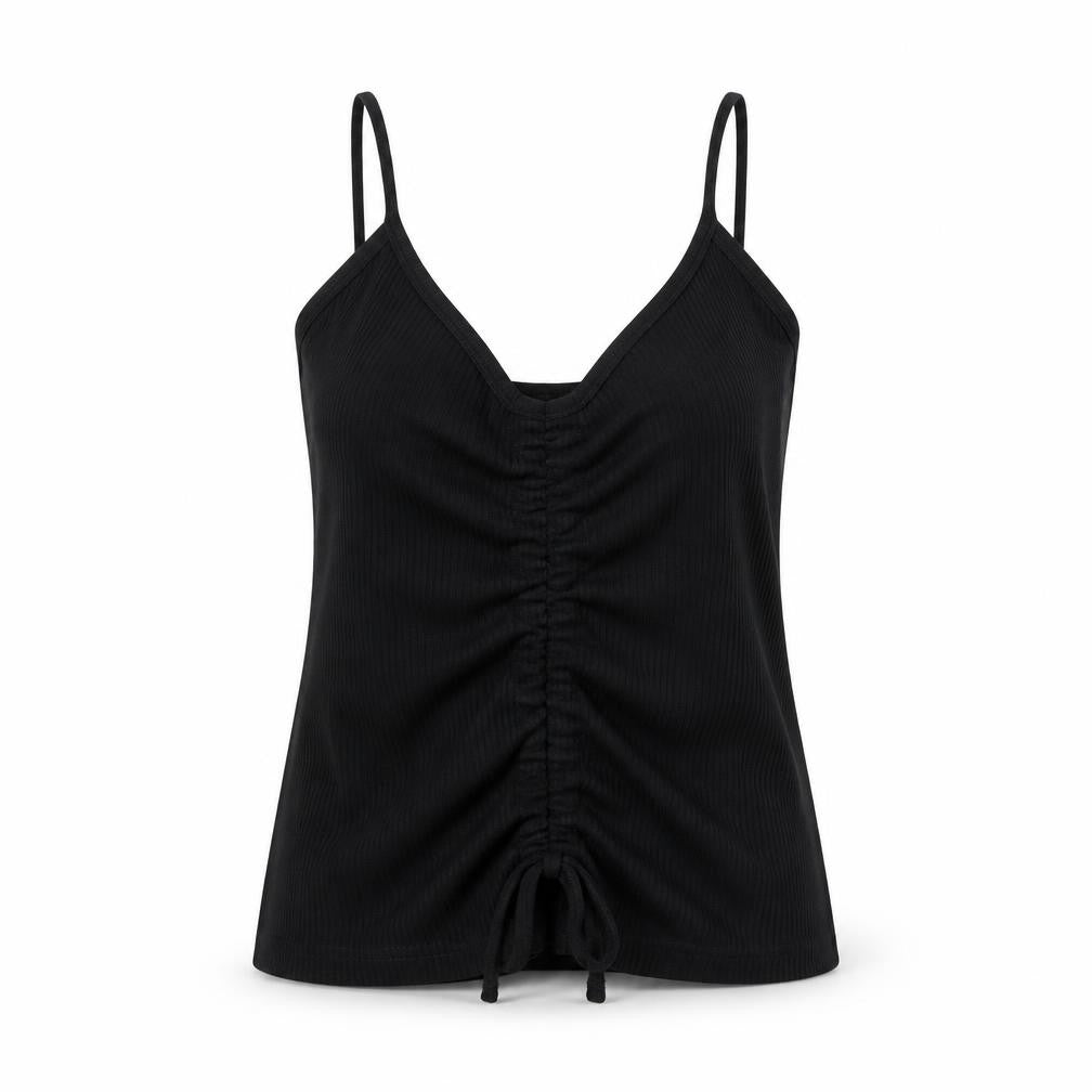 Miss Selfridge Womens Black Polyester Camisole Tank Size 12 Scoop Neck - Ruched Detail