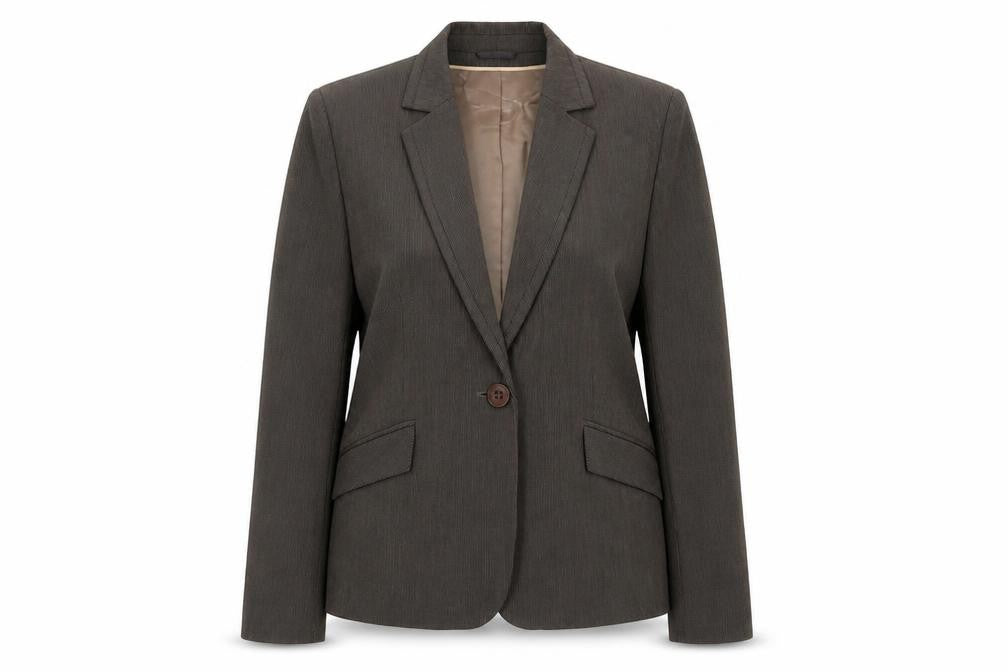 Autonomy Womens Brown Striped Polyester Jacket Suit Size 16