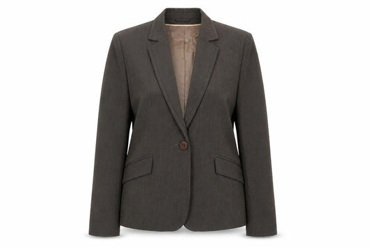Autonomy Womens Brown Striped Polyester Jacket Suit Size 16