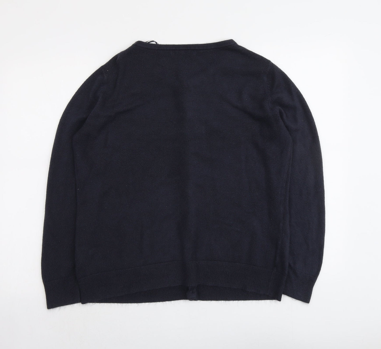 Bonmarché Womens Blue Round Neck Acrylic Cardigan Jumper Size S