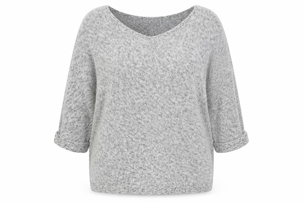 H&M Womens Grey V-Neck Cotton Pullover Jumper Size M