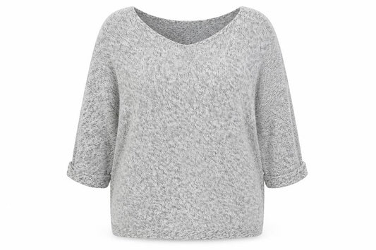 H&M Womens Grey V-Neck Cotton Pullover Jumper Size M