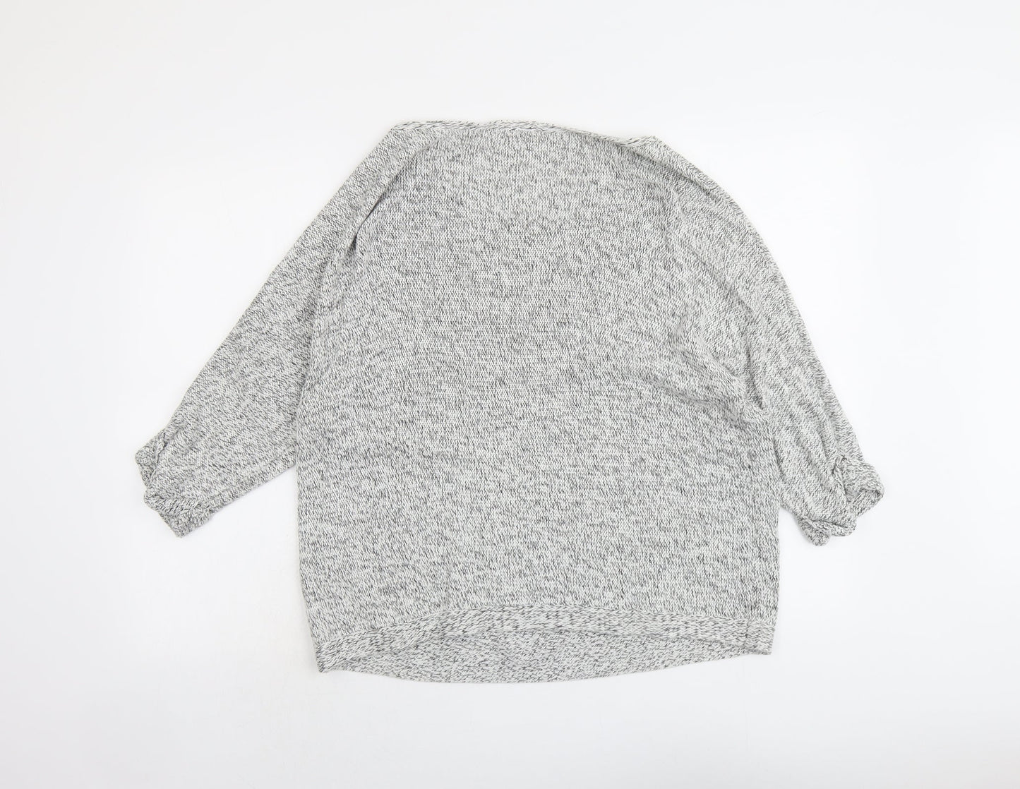 H&M Womens Grey V-Neck Cotton Pullover Jumper Size M