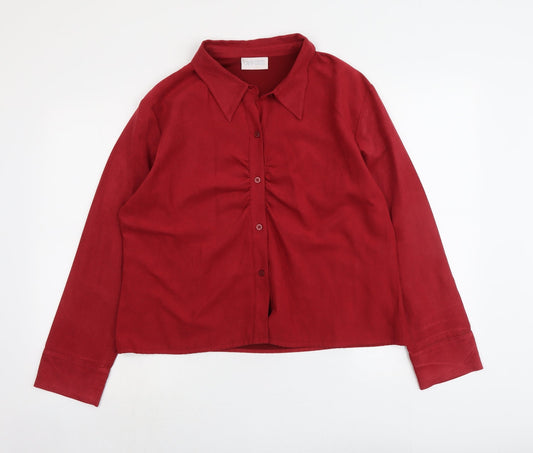Offshoot Womens Red Polyester Basic Button-Up Size M Collared