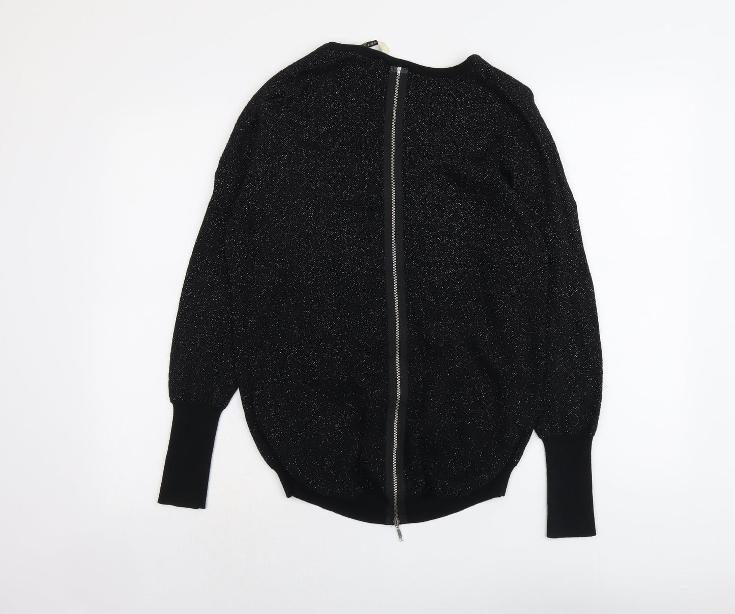 Oasis Womens Black Round Neck Cotton Pullover Jumper Size S