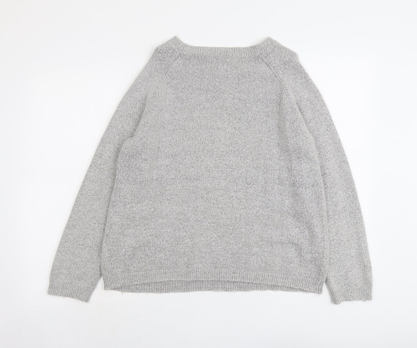 Soaked in Luxury Womens Grey Round Neck Acrylic Pullover Jumper Size L