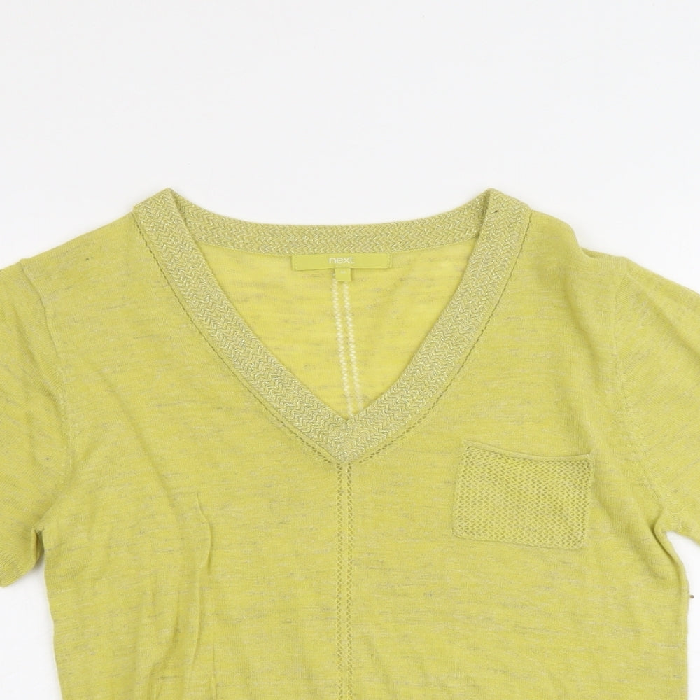 NEXT Womens Green V-Neck Acrylic Pullover Jumper Size 10
