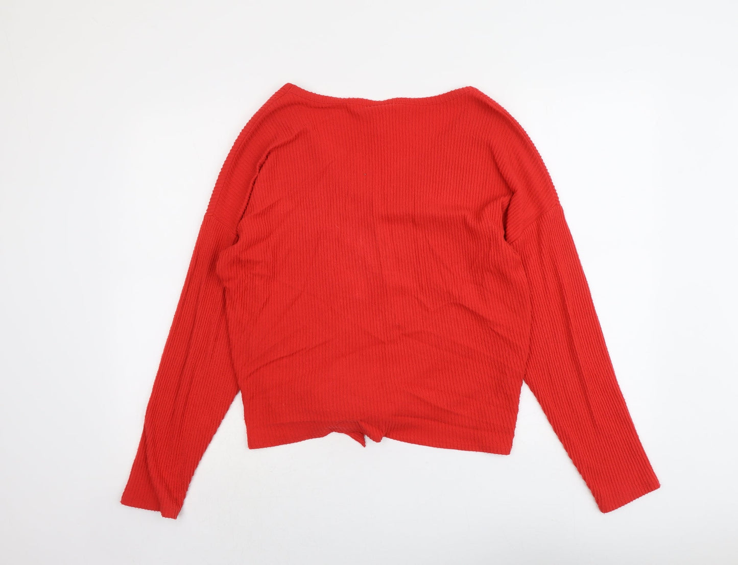 New Look Womens Red V-Neck Viscose Pullover Jumper Size S - Knot Front