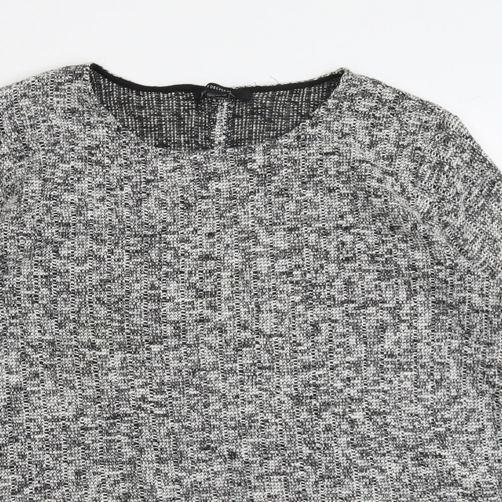 FOREVER 21 Womens Grey Round Neck Cotton Pullover Jumper Size L
