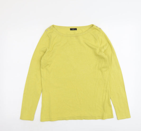 M&Co Womens Yellow Boat Neck Viscose Pullover Jumper Size 12