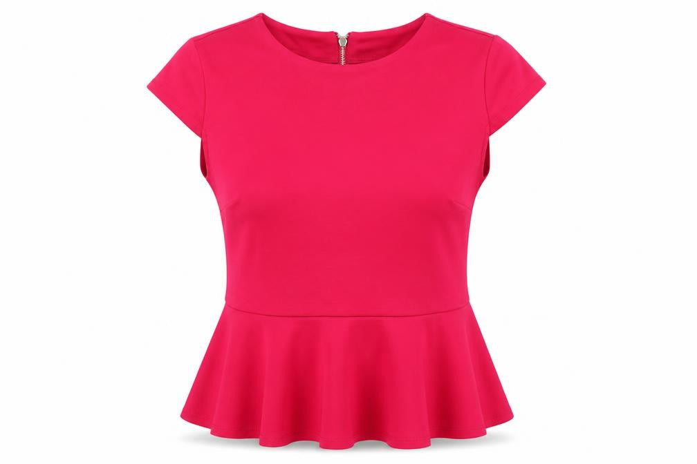 WD.NY Womens Pink Polyester Basic Blouse Size M Boat Neck - Peplum