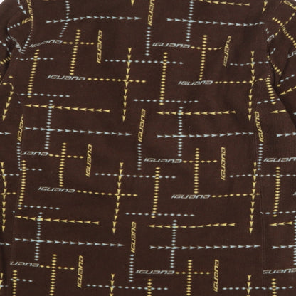 Iguana Womens Brown Geometric Polyester Pullover Sweatshirt Size 14 Zip
