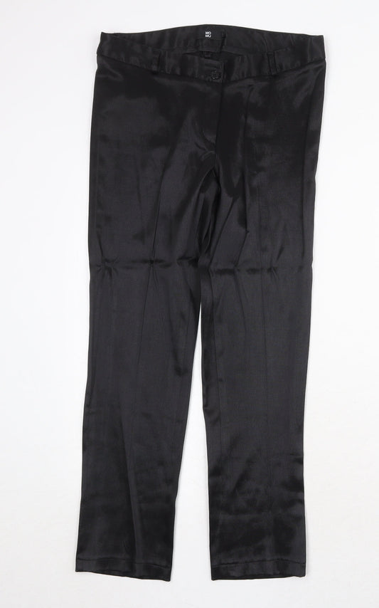 Momu Womens Black Cotton Trousers Size 12 Regular Zip