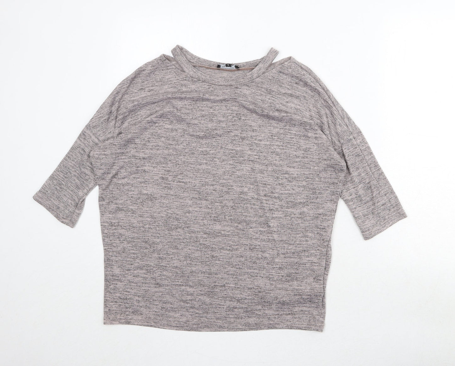 New Look Womens Grey Round Neck Polyester Pullover Jumper Size S