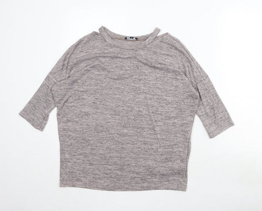 New Look Womens Grey Round Neck Polyester Pullover Jumper Size S