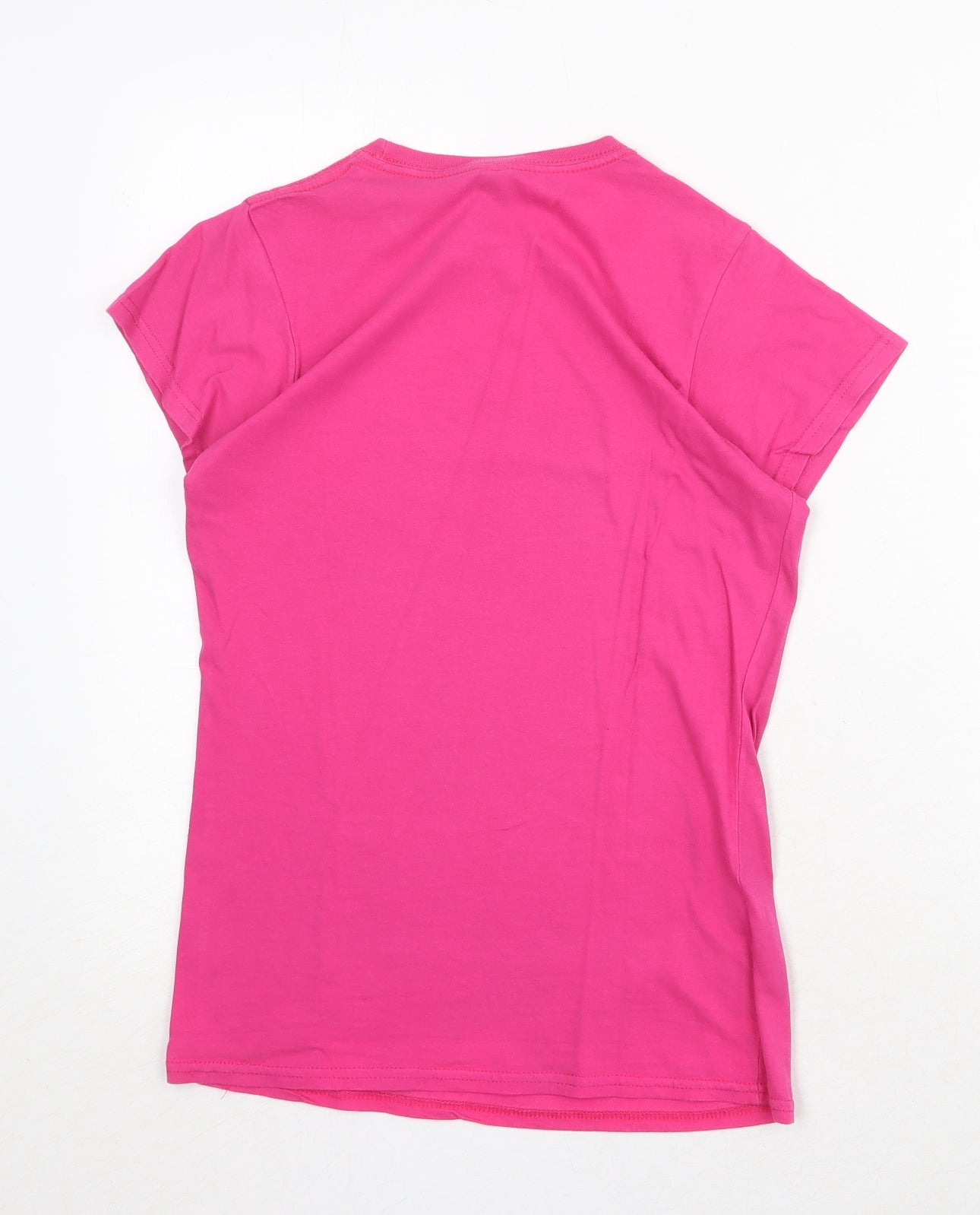 Gildan Womens Pink Cotton Basic T-Shirt Size M Round Neck