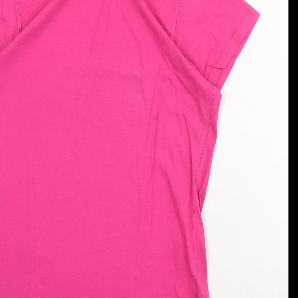 Gildan Womens Pink Cotton Basic T-Shirt Size M Round Neck