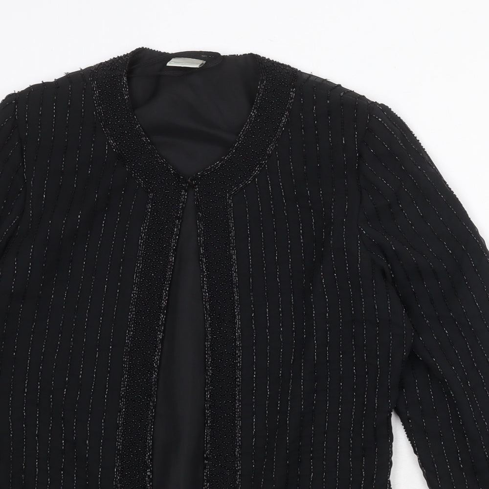 Canada Womens Black Polyester Jacket Blazer Size 10 - Beaded