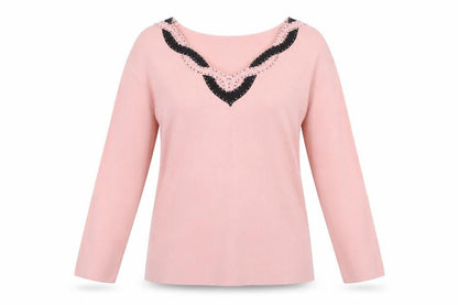 Touch Womens Pink V-Neck Viscose Pullover Jumper Size M