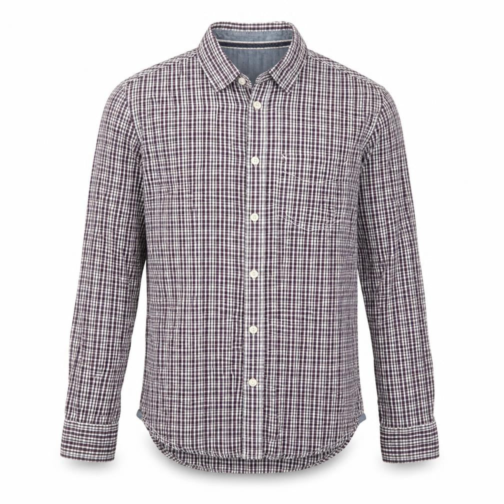 St George Mens Grey Plaid Cotton Button-Up Size S Collared Button
