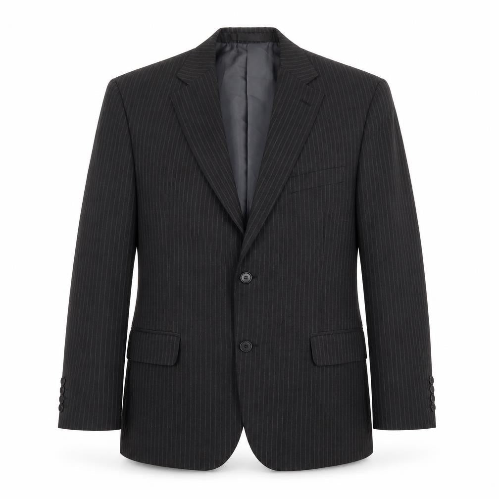 Marks & Spencer Mens Black Striped Polyester Jacket Suit Jacket Size 42 Regular