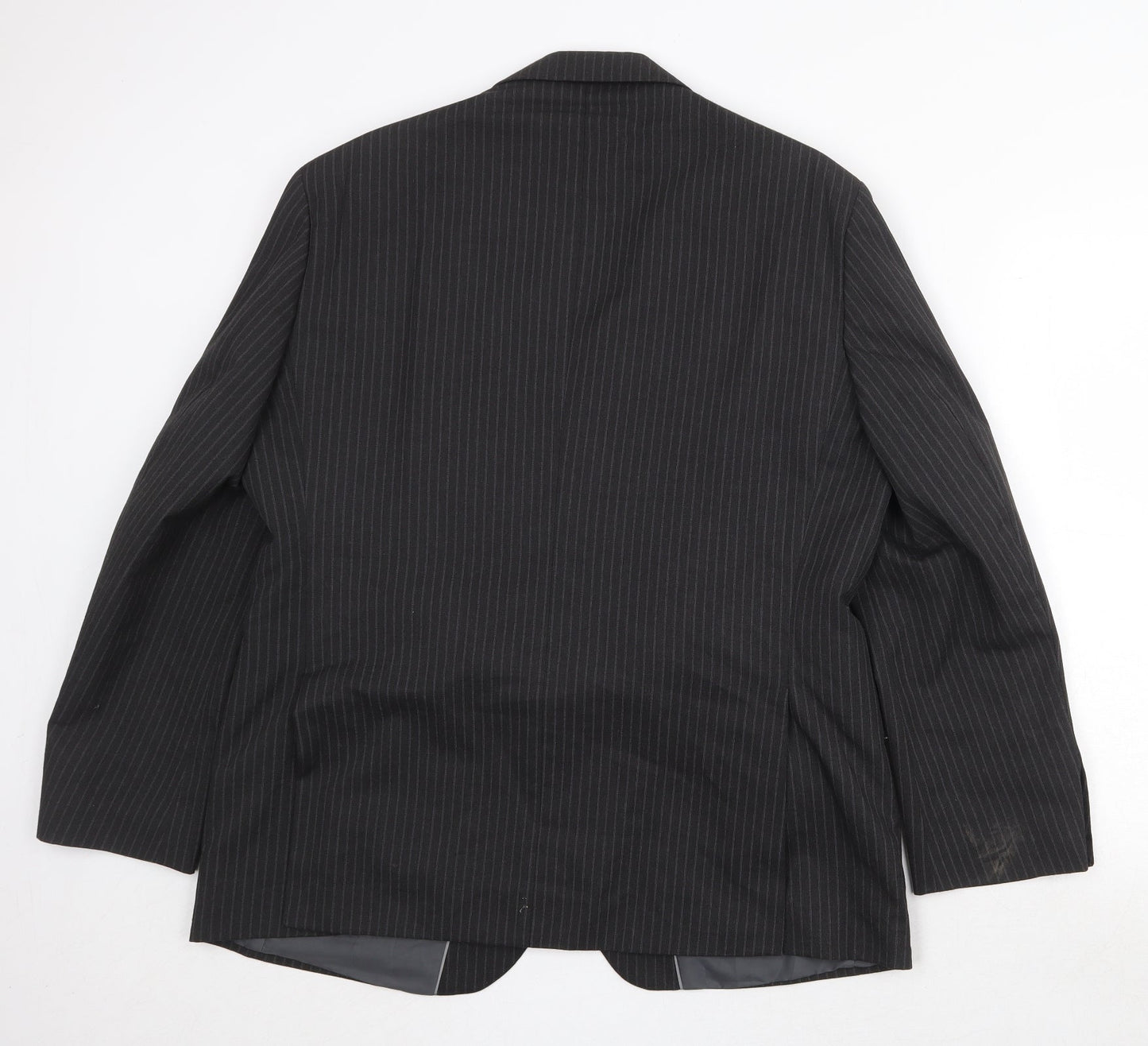 Marks and Spencer Mens Black Striped Polyester Jacket Suit Jacket Size 42 Regular