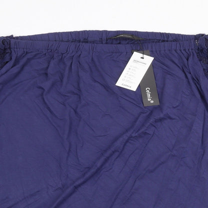 Celmia Womens Blue Polyester Basic Blouse Size M Off the Shoulder