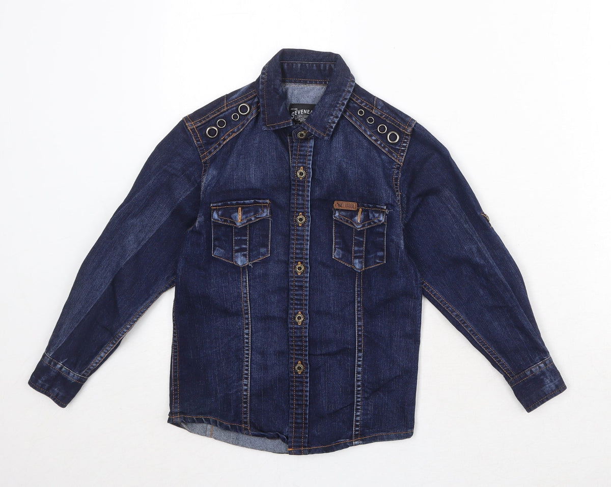 Seven Eagle Boys Blue Jacket Size 6 Years Button - Eyelet Detail