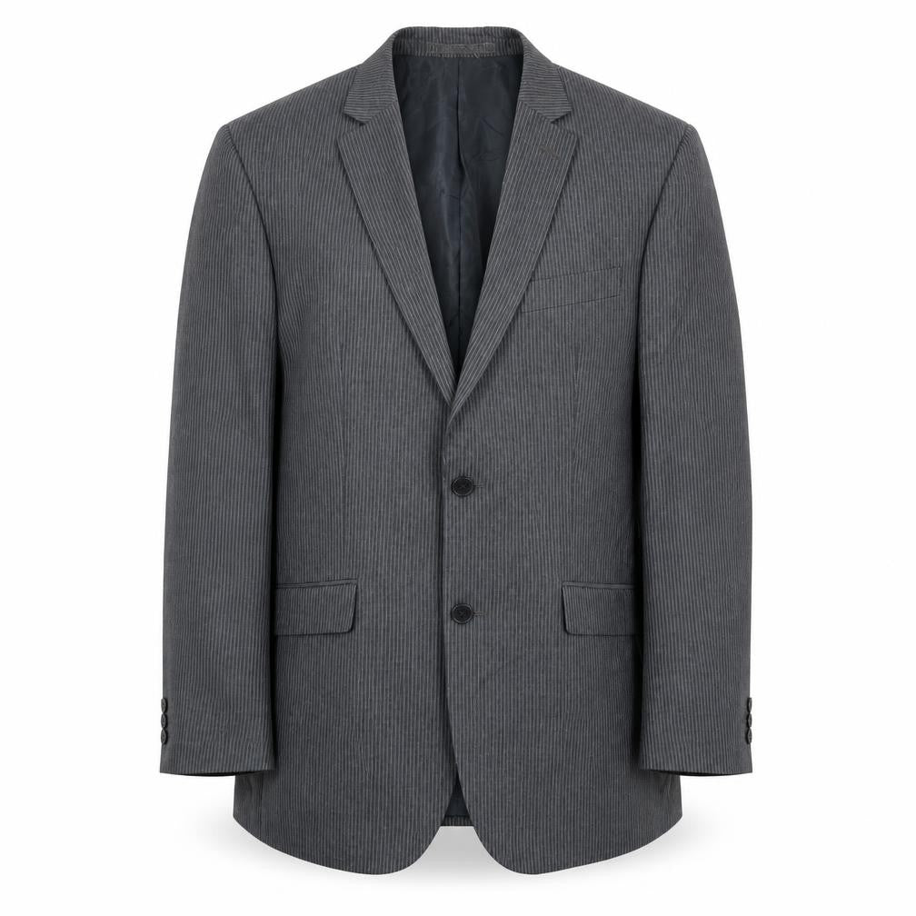 Burton Mens Grey Striped Polyester Jacket Suit Jacket Size 38 Regular