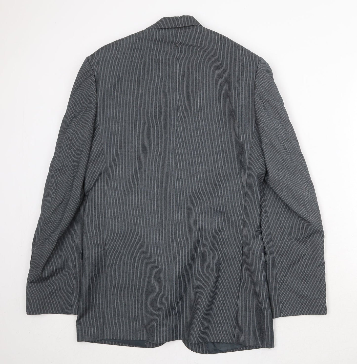 Burton Mens Grey Striped Polyester Jacket Suit Jacket Size 38 Regular