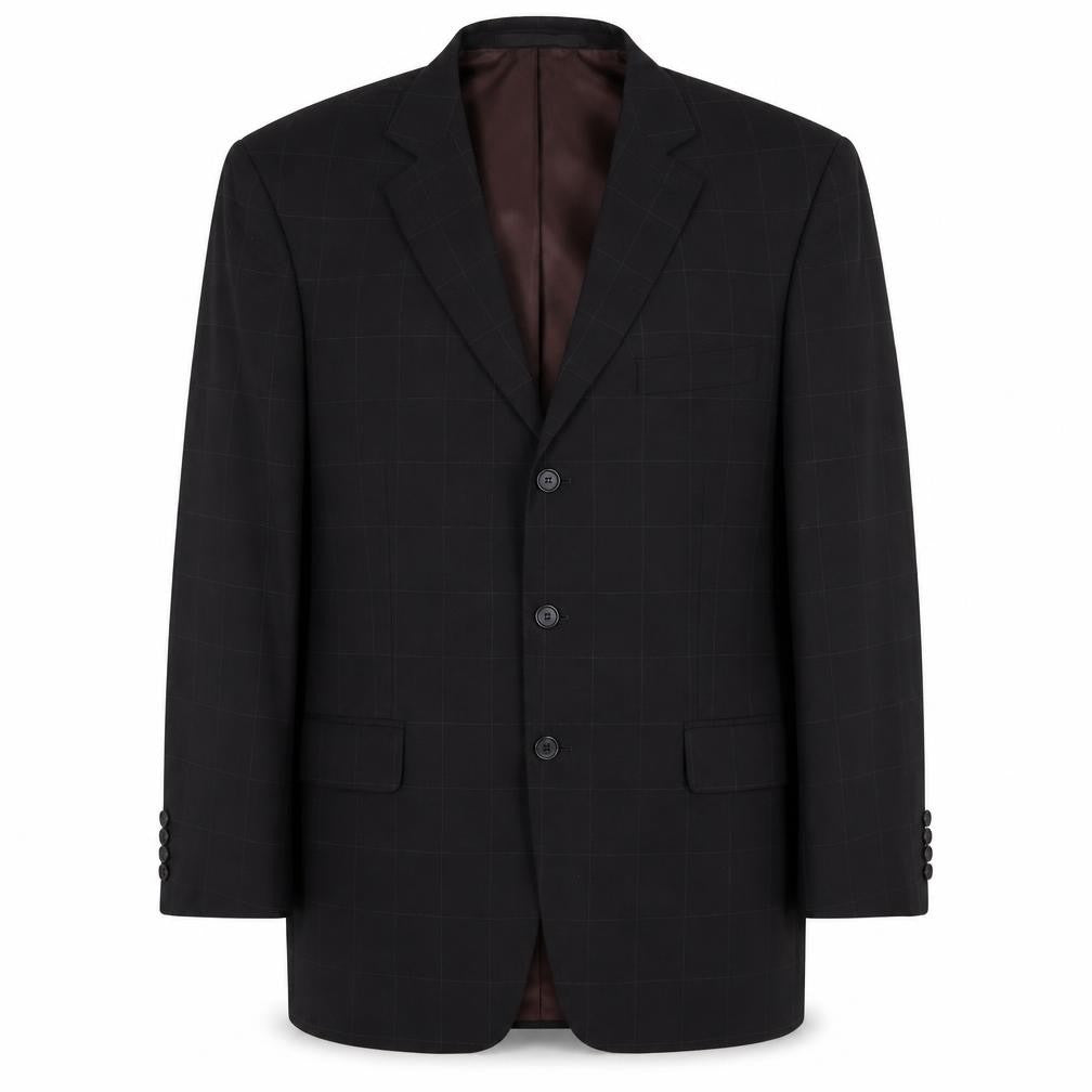 Marks & Spencer Mens Black Check Polyester Jacket Suit Jacket Size 42 Regular