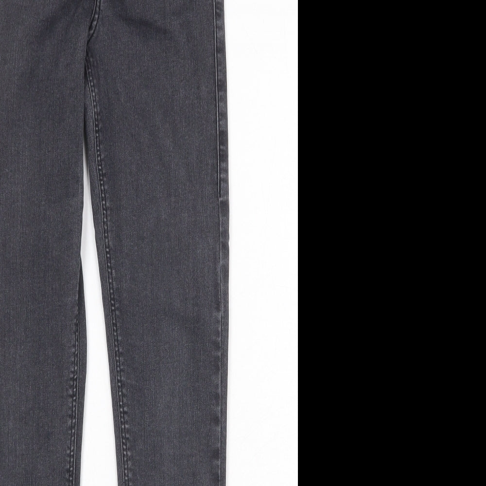 Topshop Womens Grey Herringbone Cotton Skinny Jeans Size 24 in Regular Zip