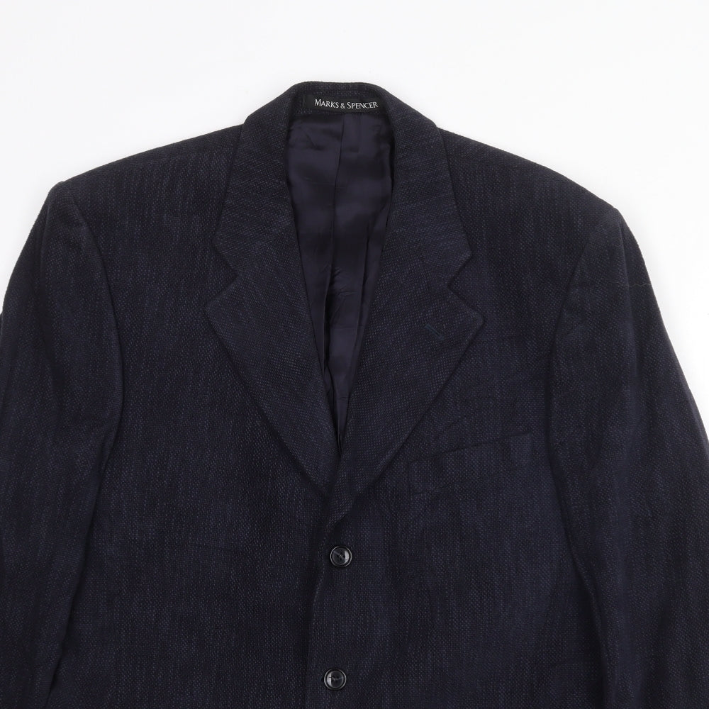 Marks and Spencer Mens Blue Cotton Jacket Suit Jacket Size 40 Regular