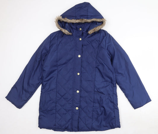 Anne de Lancay Womens Blue Quilted Jacket Size S Snap