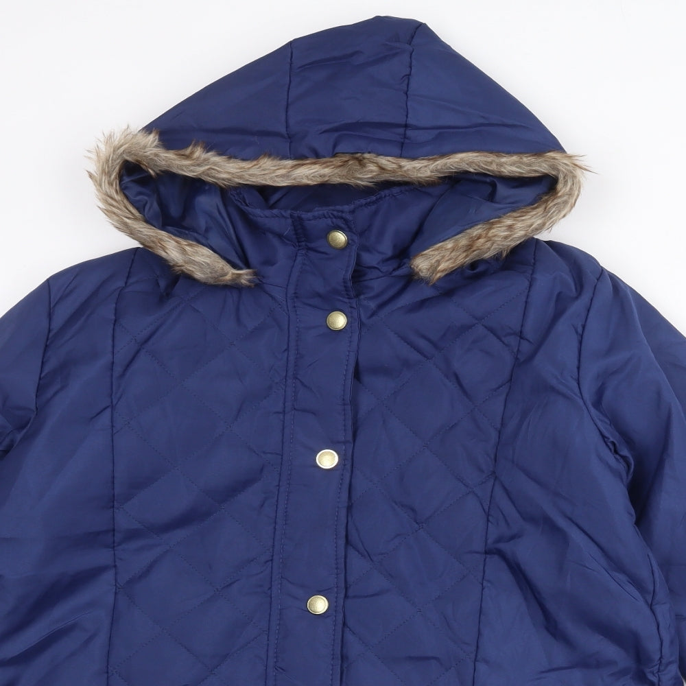 Anne de Lancay Womens Blue Quilted Jacket Size S Snap